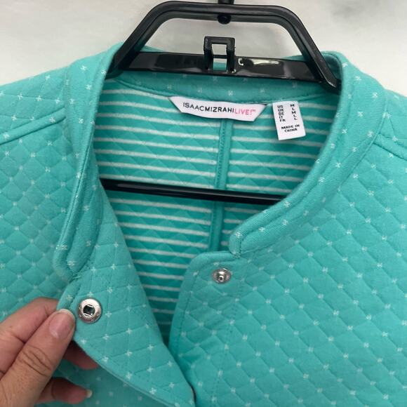 Isaac Mizrahi Live Quilted Womens Jacket Sz Medium Cottage Core Snap Teal Granny - Picture 6 of 12